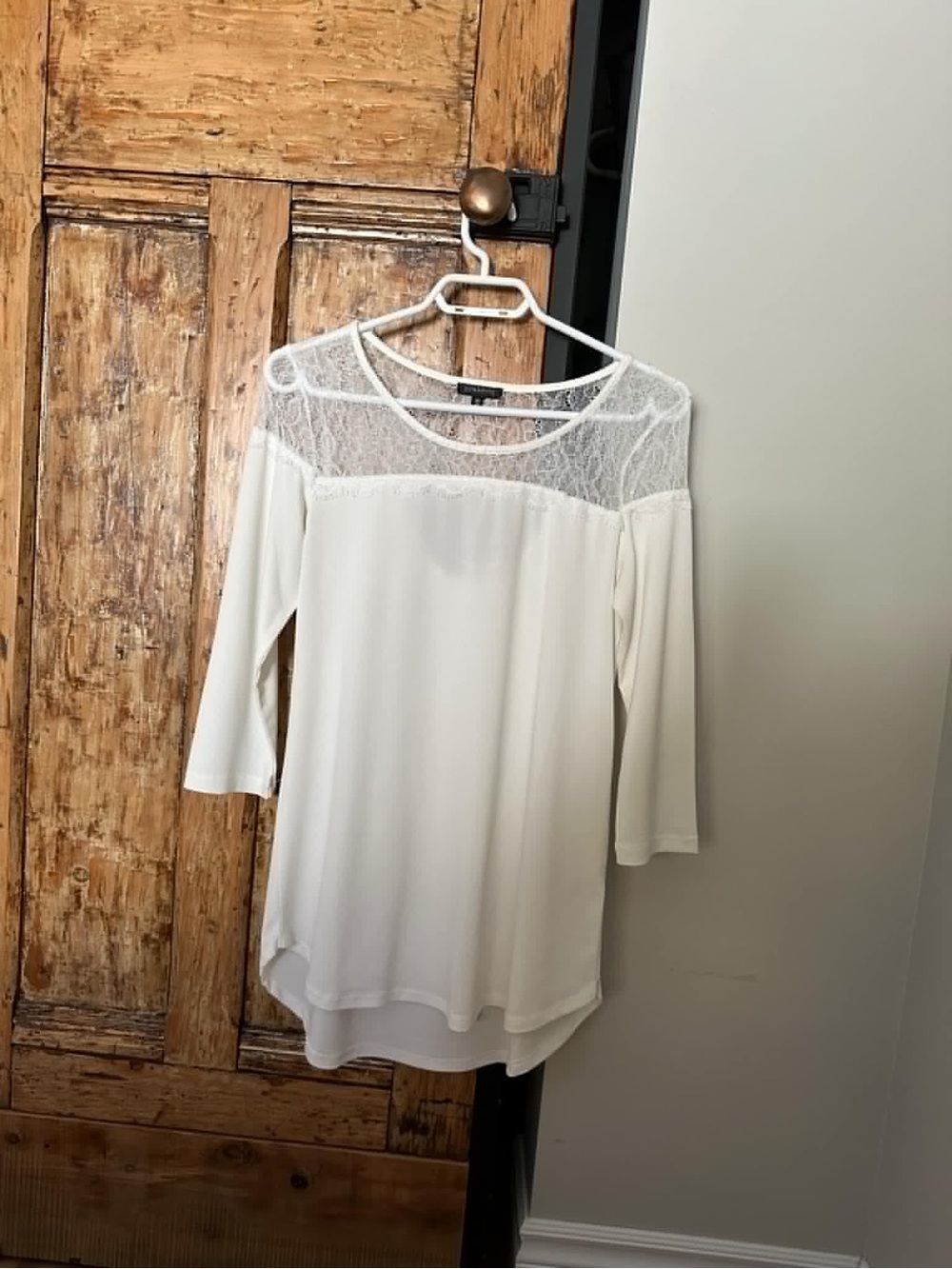 Dynamite White Lace Trim Blouse